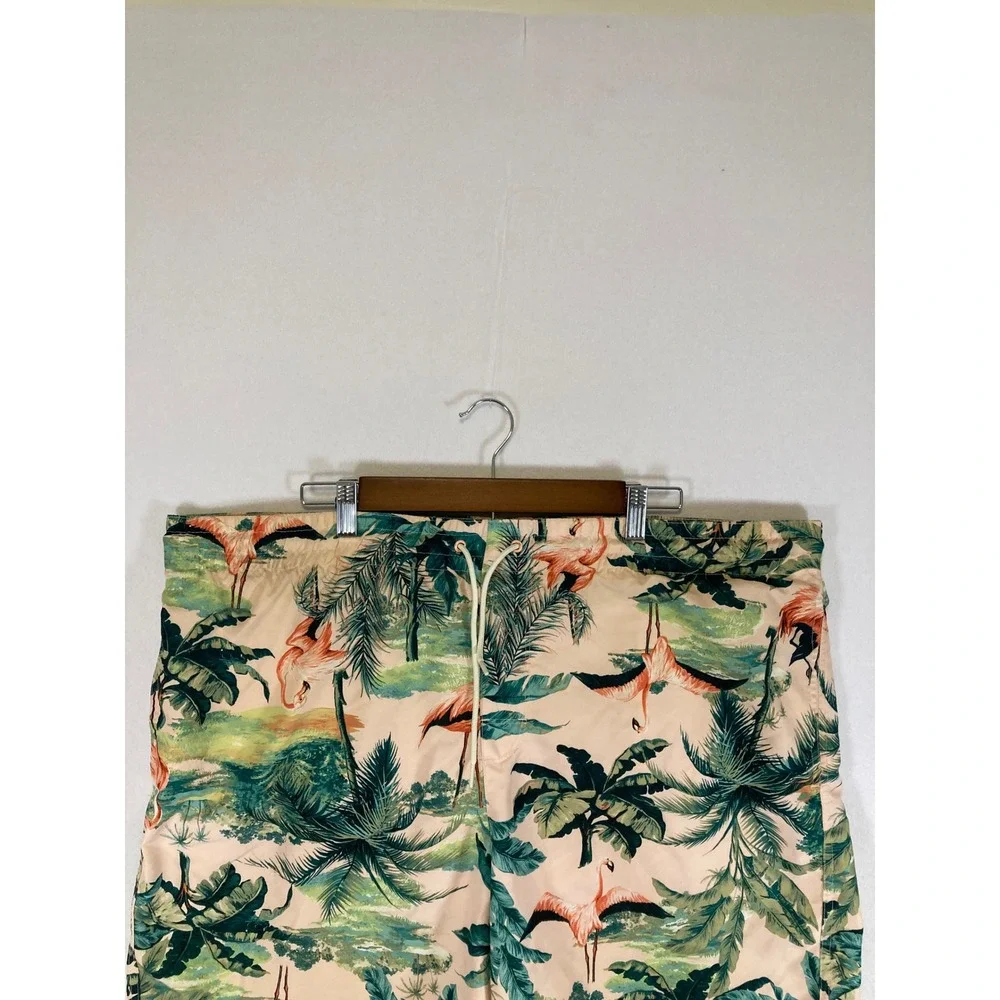 Tropical Flamingo Old Navy Mens 2XL Peach Pink Palm Tree‎ Swim Trunks 674325-05